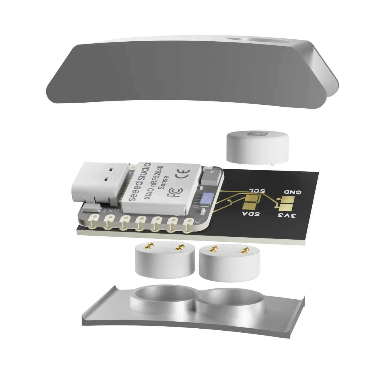 Exploded OpenPulse wearable with modular sensor modules