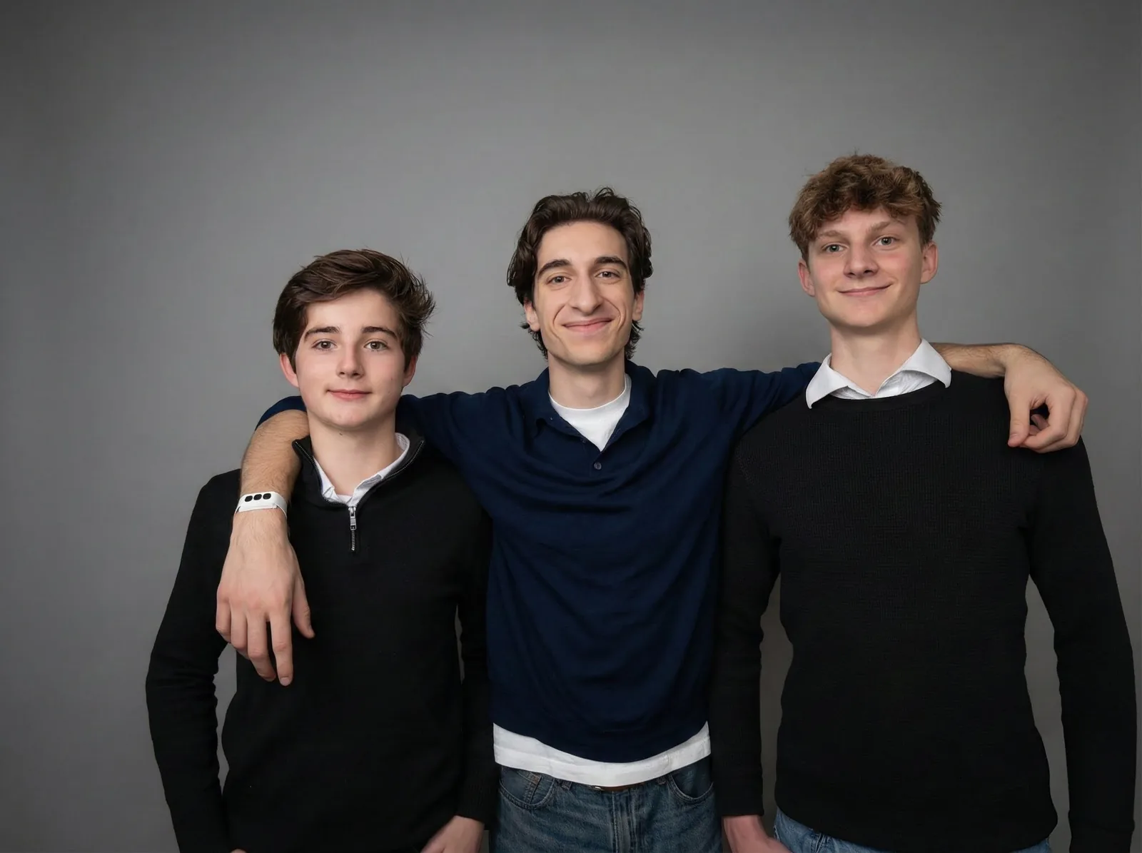 The three founders of OpenPulse standing together, one wearing the band.